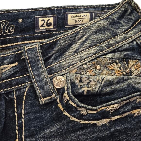 Miss Me Boot‎ Cut Bling Pockets Stretch Women's Size 26 x 30.5 - Picture 6 of 11